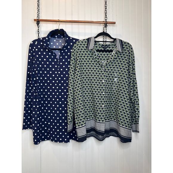 Nautica Linen Blend Long Sleeve Shirt & Lands’ End Cover-up Deep Bundle Sz L - Picture 2 of 11